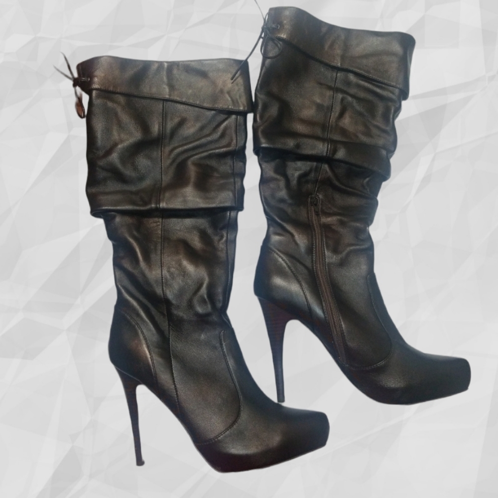 rsvp Knee High Boots Bronze Brown 10